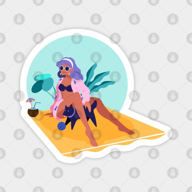 Beach Time Magnet by kjm.illustrations