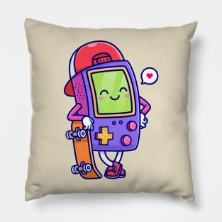 Cute Game Controller With Skateboard Cartoon Pillow