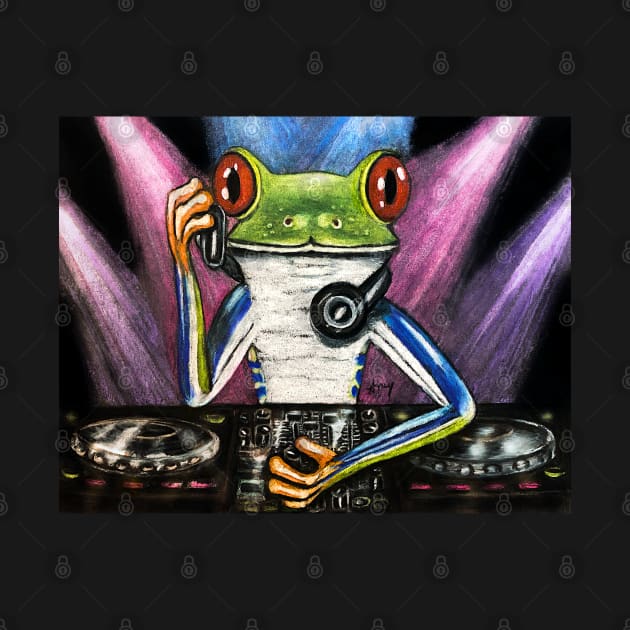 "DJ Frog" - Frog Life collection by GardenPartyArt