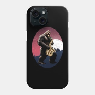 Bigfoot Plays Saxophone In The Moon Light Phone Case