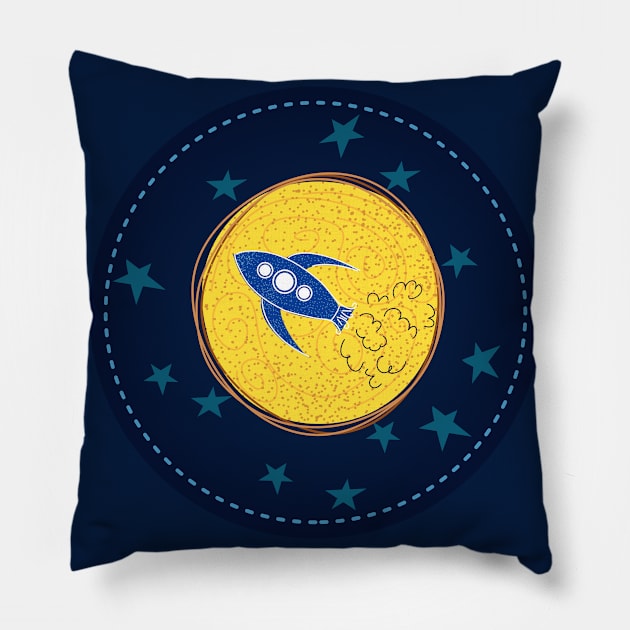 Cute Space Stamp Pillow by SWON Design