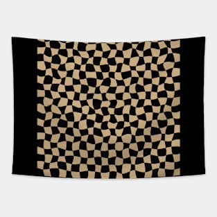 Warped Checkerboard, Black and Tan Tapestry