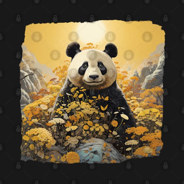 Panda Bear and Yellow Flowers by Elisabeth Lucas