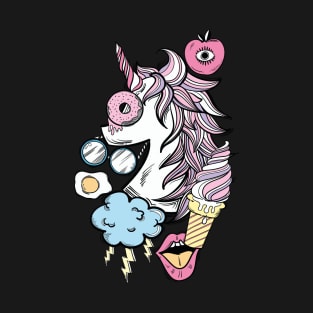 Retro Cute Unicorn Doodle Art Style T-Shirt