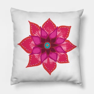 Red Mandala Flower Pillow