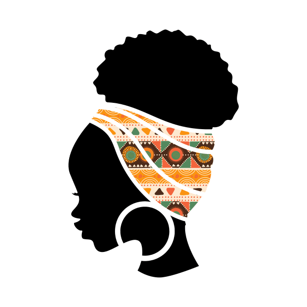 Afro Hair Woman with African Pattern Headwrap by dukito