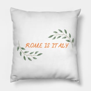 This is a simple picture showing the name of the city and country. Wrapped in green branches. Pillow