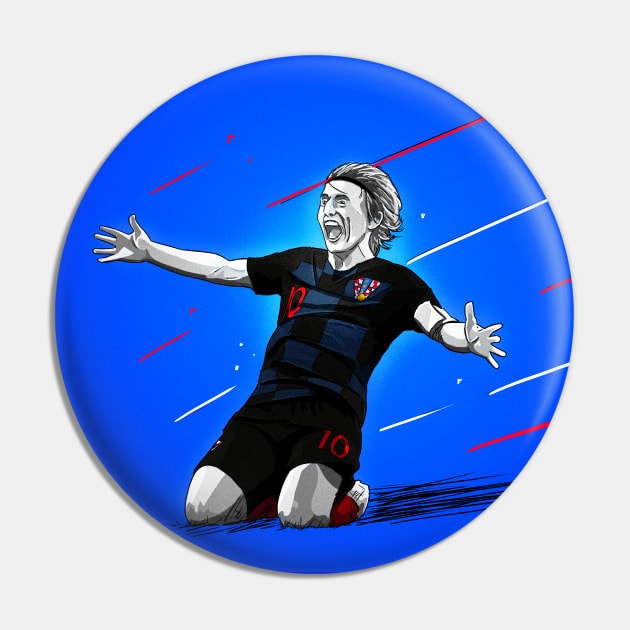 Luka Modric - Croatia 2018 World Cup Football Artwork Pin by barrymasterson