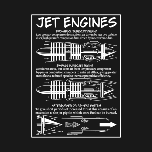 Jet Engine Turbojet Afterburners Plane Blueprint Diagrams Gift T-Shirt