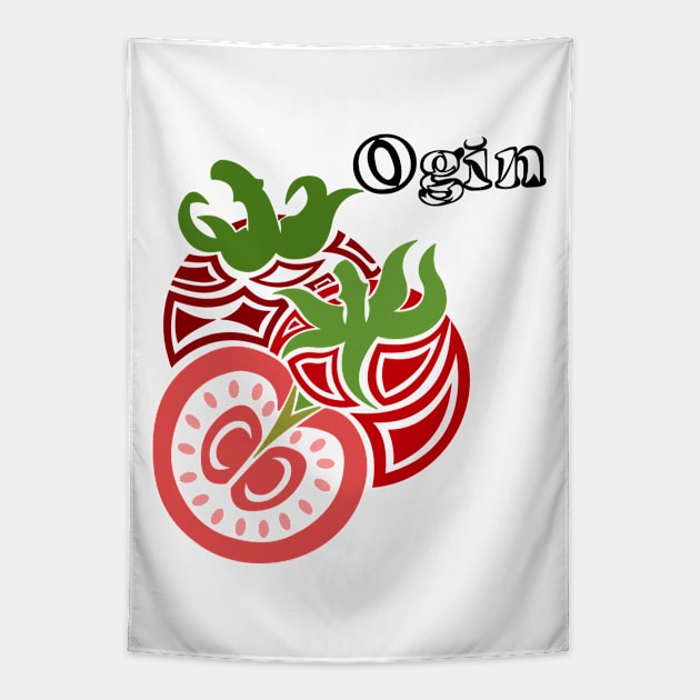 Tomato (Ogin) Tapestry by KendraHowland.Art.Scroll