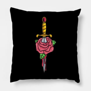Gothic dagger with rose Pillow