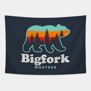 Bigfork Montana Bear Retro Sunset Tapestry