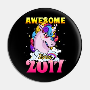 Funny Awesome Unicorn Since 2017 Cute Gift Pin