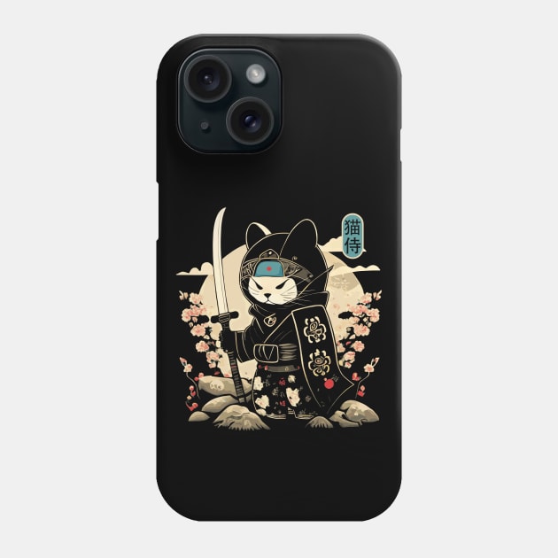 Japanese Samurai Cat Tattoo, Kawaii Ninja Cat Phone Case by Apocatnipse Meow