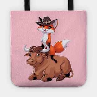 Cute Bull Riding Vixen Tote