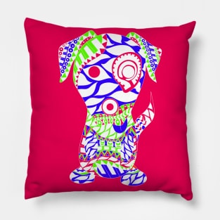 tribal dog with rasta love tattoo ecopop Pillow