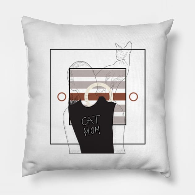 Cat mom version 2 Pillow by Frajtgorski