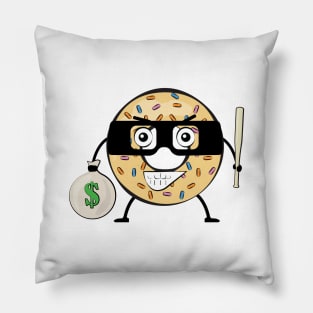 Donut Bandit - Funny Character Illustration Pillow