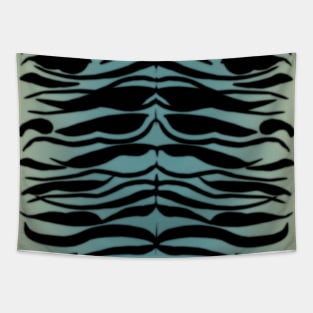 Tiger Skin Striped Pattern in Cerulean Blue Tapestry