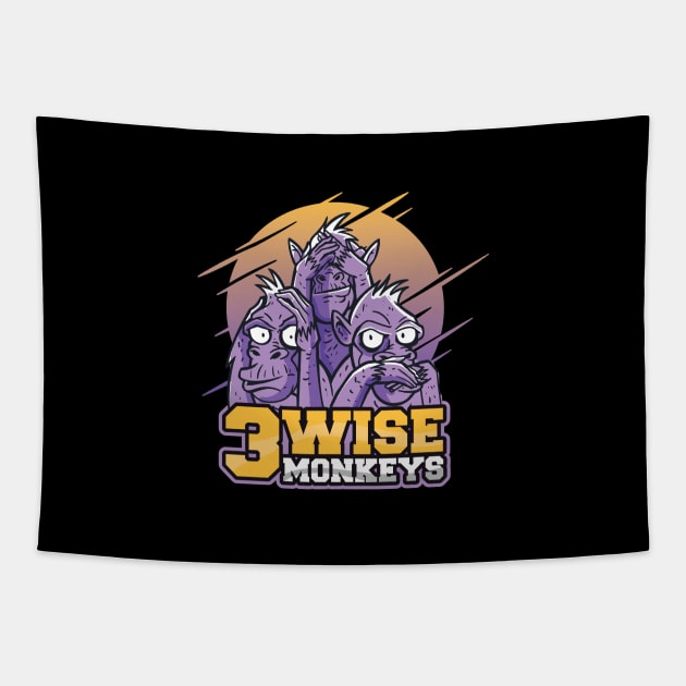 Three Wise Monkeys Tapestry by Safdesignx