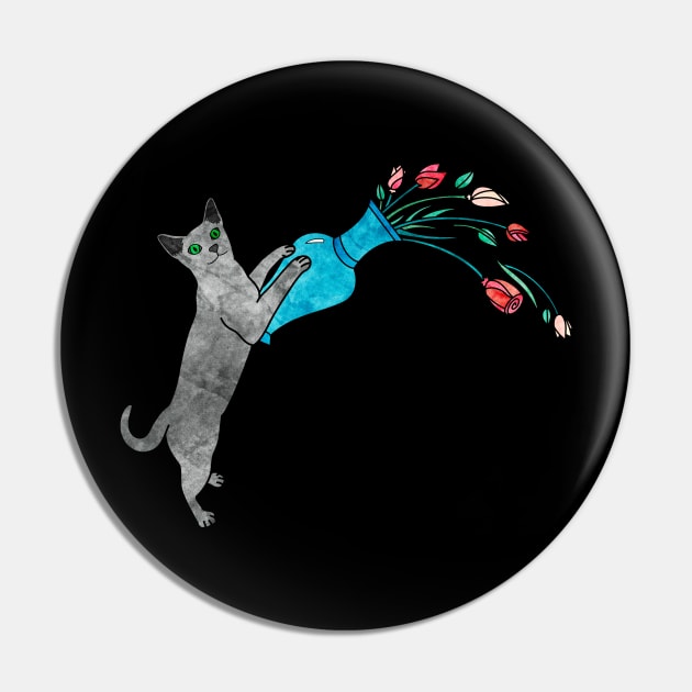 Russian Blue Cat Pin by Kelly Louise Art