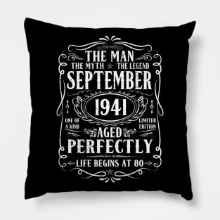 September 1941 Man Myth Legend Shirt 80th Birthday 80 Years Old Pillow