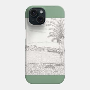 Beach at Puerto Del Carman, Lanzarote, Canary Islands rendered in Zentangle Phone Case