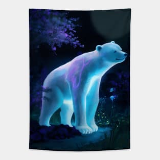 Neon polar bear in garden Tapestry