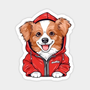 Kawaii Dog with red jacket, Charming Kawaii Dog Magnet