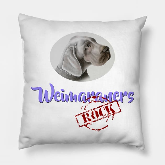 Weimaraners Rock! Pillow by Naves