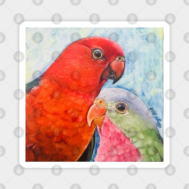King Parrot and Princess Parrot Magnet by SkyeElizabeth