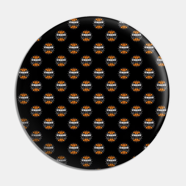 Chess Logo in Black, White and Orange Pattern Pin by The Black Panther