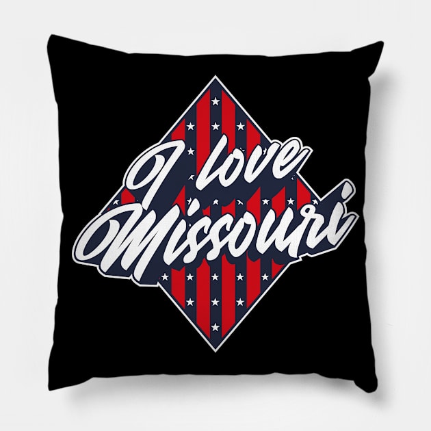 American National Flag I Love Missouri - Patriotic Souvenir Pillow by bluerockproducts