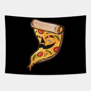 Evil Jack O Lantern Pizza Slice Halloween Tapestry