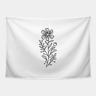 Floral Lines (Black) Tapestry