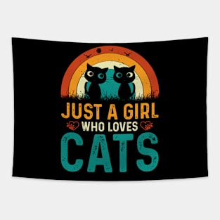 jus a girl cats t shirt Tapestry