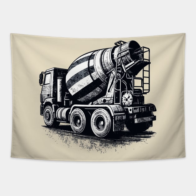 Concrete Mixer Truck Tapestry by Vehicles-Art