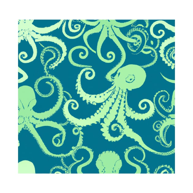 Octopus on a blue background by LeahHa