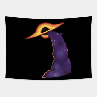 Wolf Howling At Black Hole Design, Cosmic Wolf Tapestry