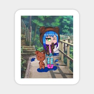 Shy cute Chibi Girl Illustration Magnet