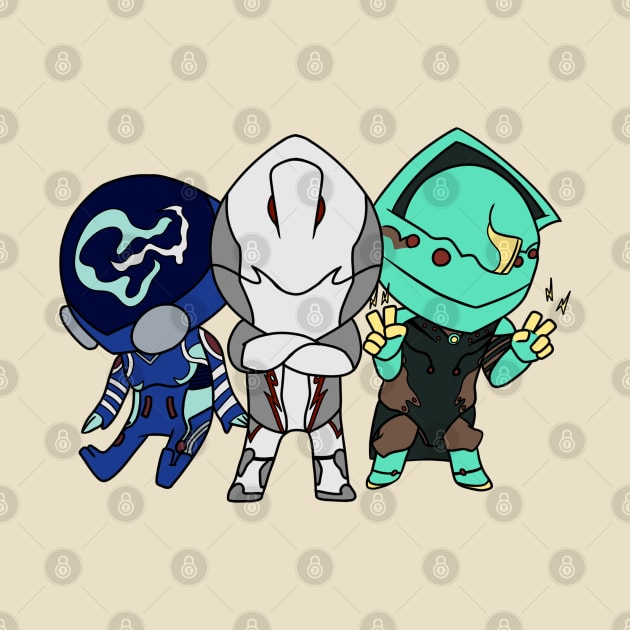 Chibi Warframe Trio by ShabtiFoxx