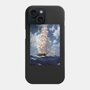 Glitch Art sailing ships on the high seas Phone Case