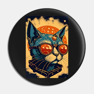 Psychedelic Cat Wearing Sunglasses Pin