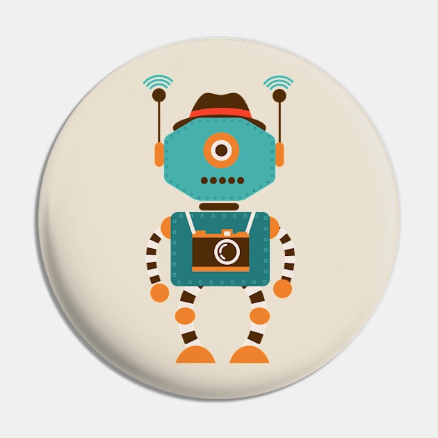 Hipster Robot 1 Pin by JunkyDotCom