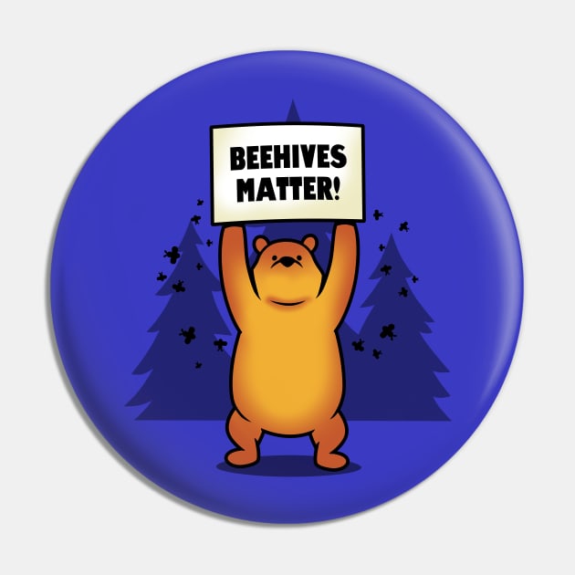 Funny Honey Eating Cute Bear Cartoon BLM Protest Parody Pin by Keira's Art