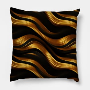 Golden Harmony: Abstract Stripes in Luxe Gold Pillow