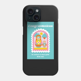 Teal Aesthetic Russian Stacking Nesting Dolls Matryoshka Congratulations Baby On the Way Phone Case