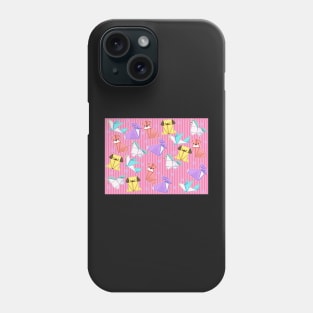 Origami Animals on Pink Stripes Phone Case