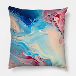 Mesmerizing acrylic abstract painting with pinks and blues Pillow