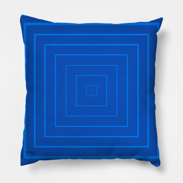 Bullseye Pattern no.6 Alternating Azure and Sapphire Blue Lines Pillow by Neil Feigeles